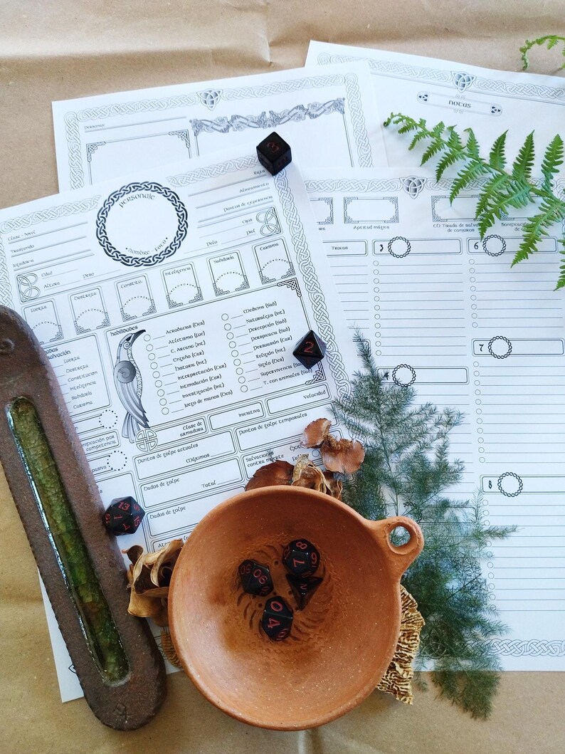Custom Dnd Warrior Character Sheet, Celtic/viking Theme, Dnd Spanish ...