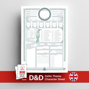 Custom Dnd Warrior Character Sheet, Celtic/viking Theme, Digital PDF ...