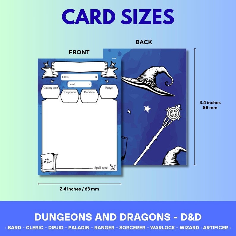 Dnd Spell Card Form.pdf Dnd 5e Spell Cards All Classes, Artificer, Bard, Cleric, Druid, Paladin ...