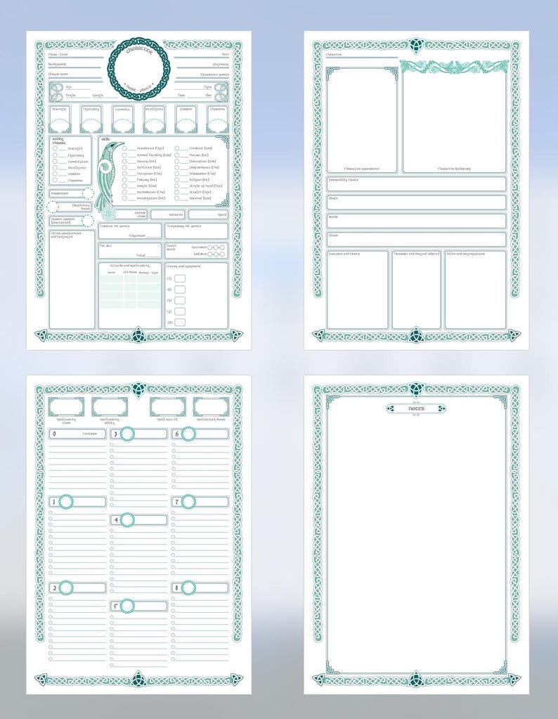 Custom Dnd Warrior Character Sheet, Celtic/viking Theme, Digital PDF ...