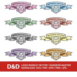 Dungeons and Dragons SVG-bundel: dungeon master, D20, DnD-icoon | Vector, meerkleurig | D20 SVG, PDF, PNG, EPS, JPG | Dungeons and Dragons