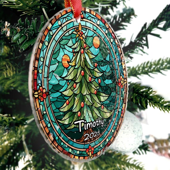 Personalized Glass Christmas Tree Ornaments Personalised Name