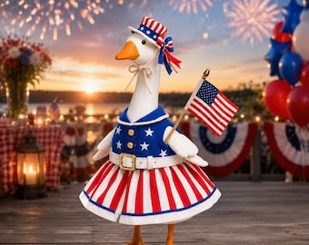 America 250th Anniversary Lawn Goose Clothes for 23" Statue, July 4th Independence Day Outfit, American Independence Day, Yard & Porch Decor
