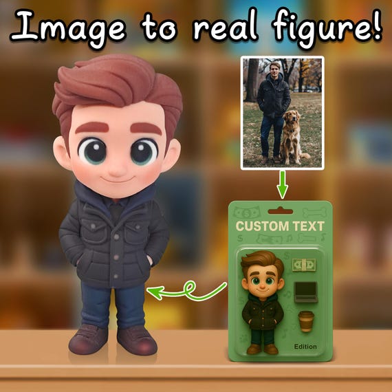 Custom 3D Father Action Figure from Photo, Personalized Cartoon Figurine Gift for Boss, Birthday,Grandfather, Unique Custom Doll,Pixar Style