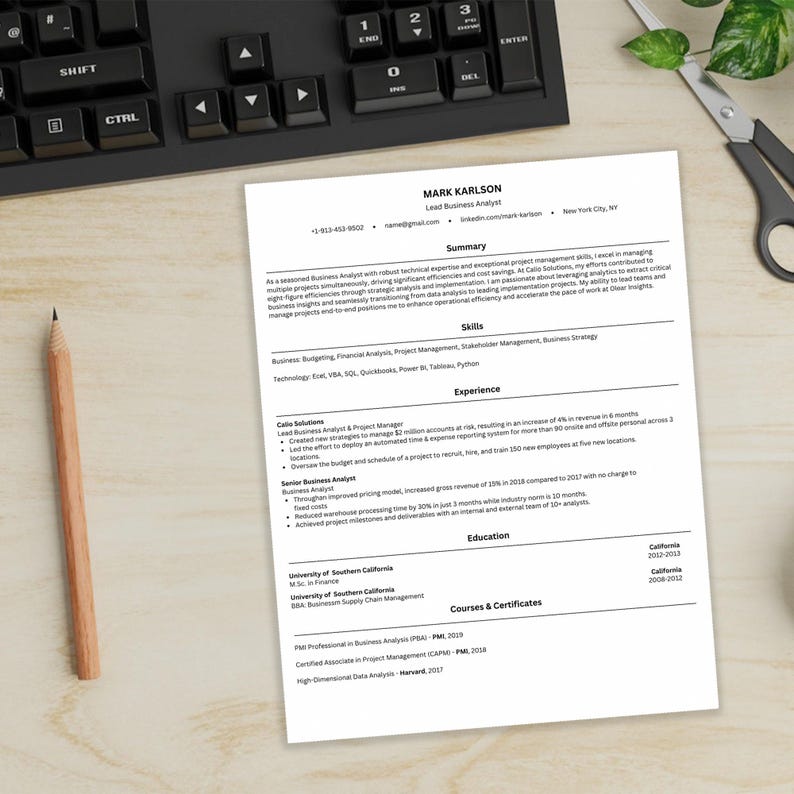 Simple Course Cv Sample Simple Resume Template | Canva - Etsy