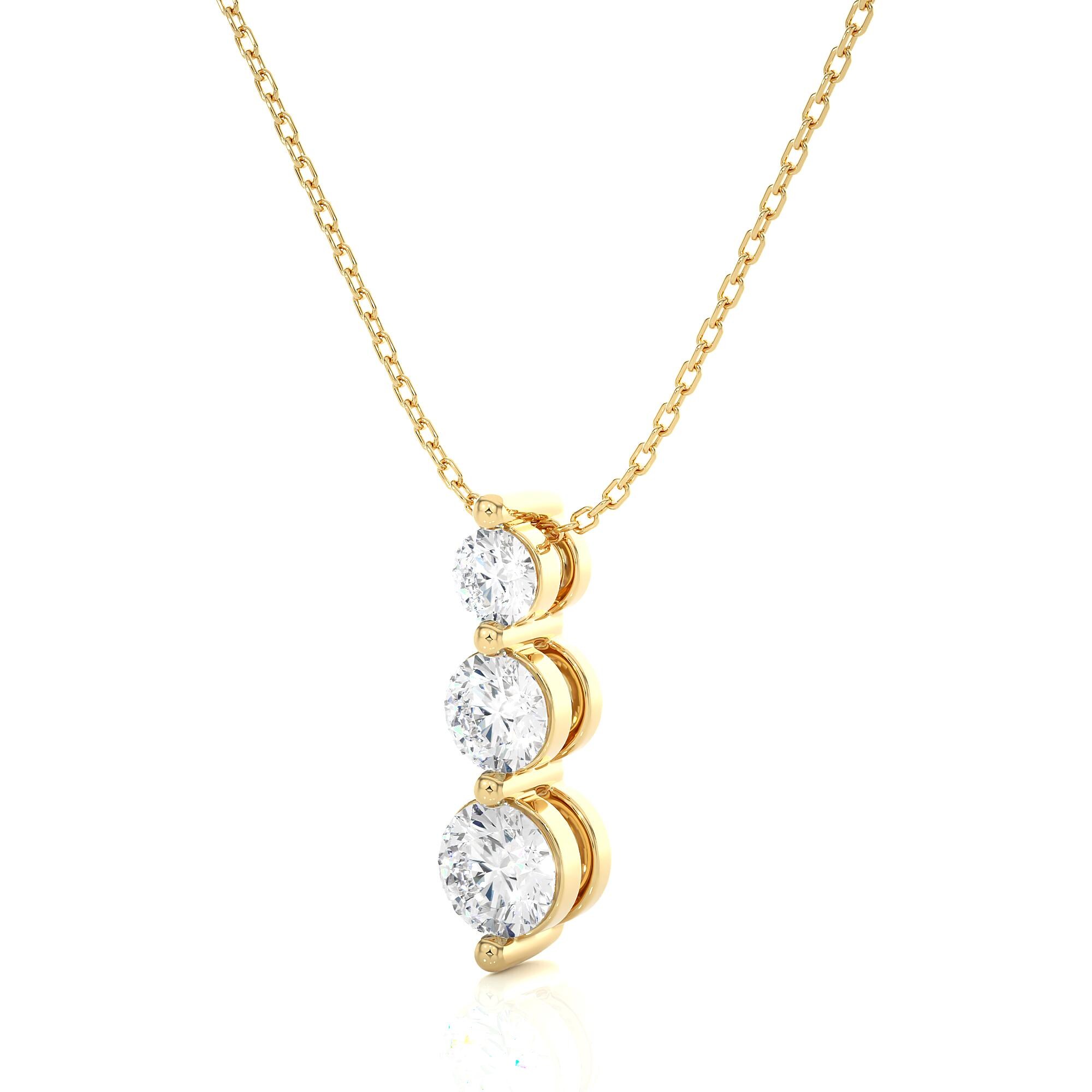 1ct Round 3 Stone Drop Diamond Pendant Necklace–14K Gold Lab Grown Diamond Jewelry, Anniversary Gift for Her, Christmas Gift by Grown Facets