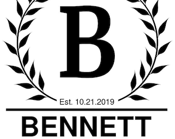 Personalized Last Name Wreath Decal: Family Monogram