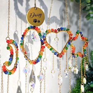 Atrapasueños personalizado con nombre de mascota, regalo conmemorativo para mascotas con puente arcoíris de cristal, recuerdo de condolencias para mascotas, regalo en memoria de la pérdida de un perro