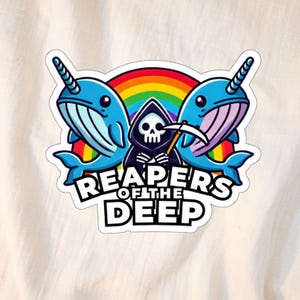 Nautical Sticker, Reapers Of The Deep, Sea Sailor Theme, Ocean Adventure Decal, Boat Captain Gift, Funny Marine Label, Waterproof Vinyl