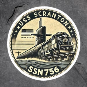 Navy Submarine Sticker, USS Scranton SSN-756, Military Sticker, Laptop Decal, Water Bottle Sticker, Scrapbooking, Car Decal, Gift for Navy