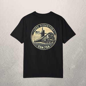 USS Scranton SSN-756 Submarine Unisex Garment-Dyed T-shirt, Navy Blue Tee, Military Gift Idea, Submarine Lover Shirt, Nautical Apparel