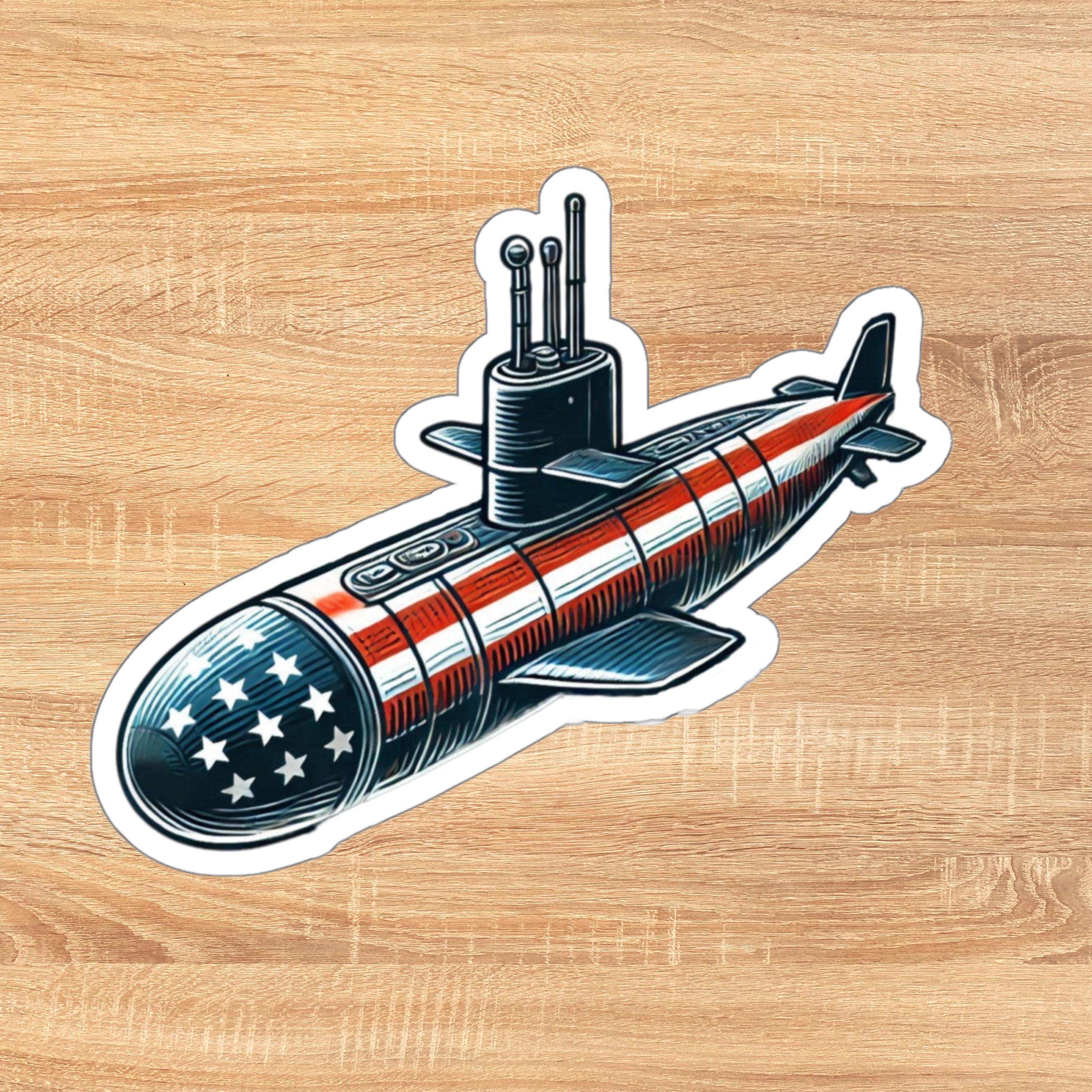 Submarine Stickers, Patriotic American Flag Decals for Laptop ...