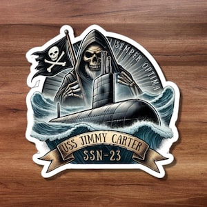 Navy Submarine Sticker, USS Jimmy Carter SSN-23 Sticker, Military Submarine Decal, Laptop Sticker, Water Bottle Decal, Car Decal, Vinyl