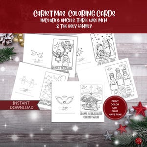 Tarjetas para colorear de la Natividad - Tarjetas para colorear de Navidad - Tarjetas navideñas religiosas para niños - Joy to the World