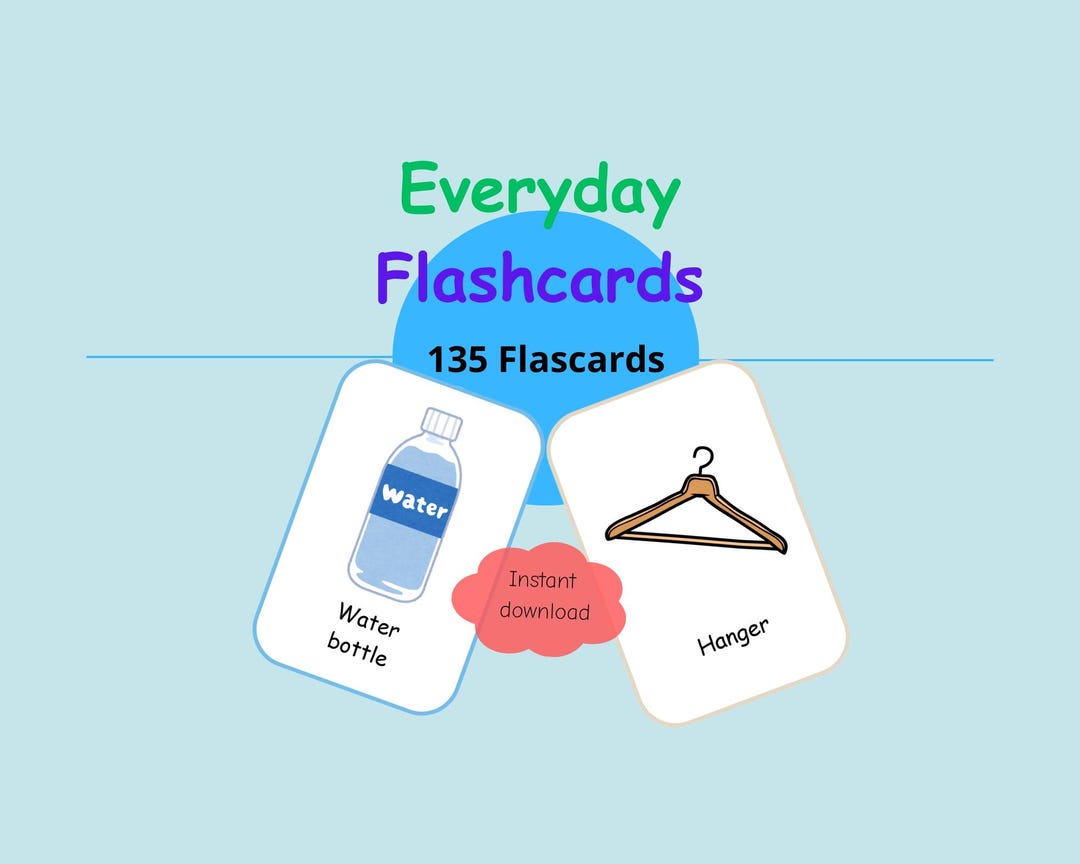 Everyday Objects Flashcards for Preschool, Printable Vocabulary Cards ...