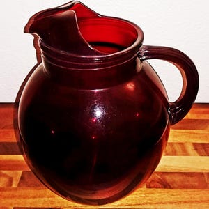 Anchor Hocking Ruby Red Water Pitcher, 9 Inches (H)