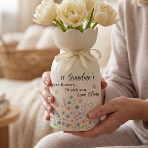 Personalized Grandma Vase, If Grandmas Were Flowers I'd Pick You, Mothers Day Gift for Nana, Custom Wildflower Ceramic Pot, Grandkids Gift