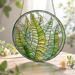 Fern Plant Stained Glass Suncatcher/Fern Plant Light Catcher Ornament/Perfect Plant Lover & Plant Mom Gift/Brighten Home Decor