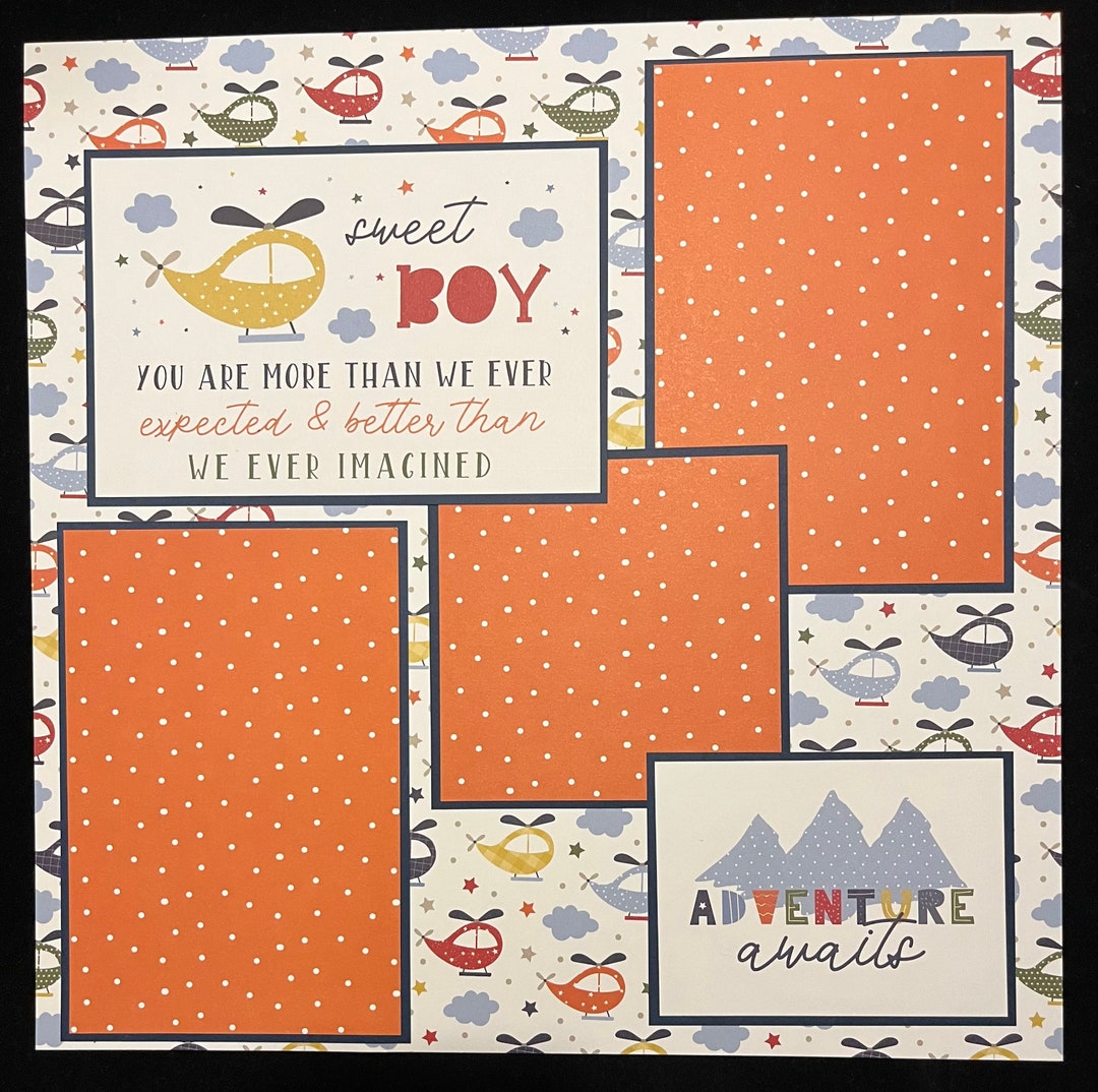 Scrapbook Album Page, Premade Layout, Toddler Boy Page, Baby Boy