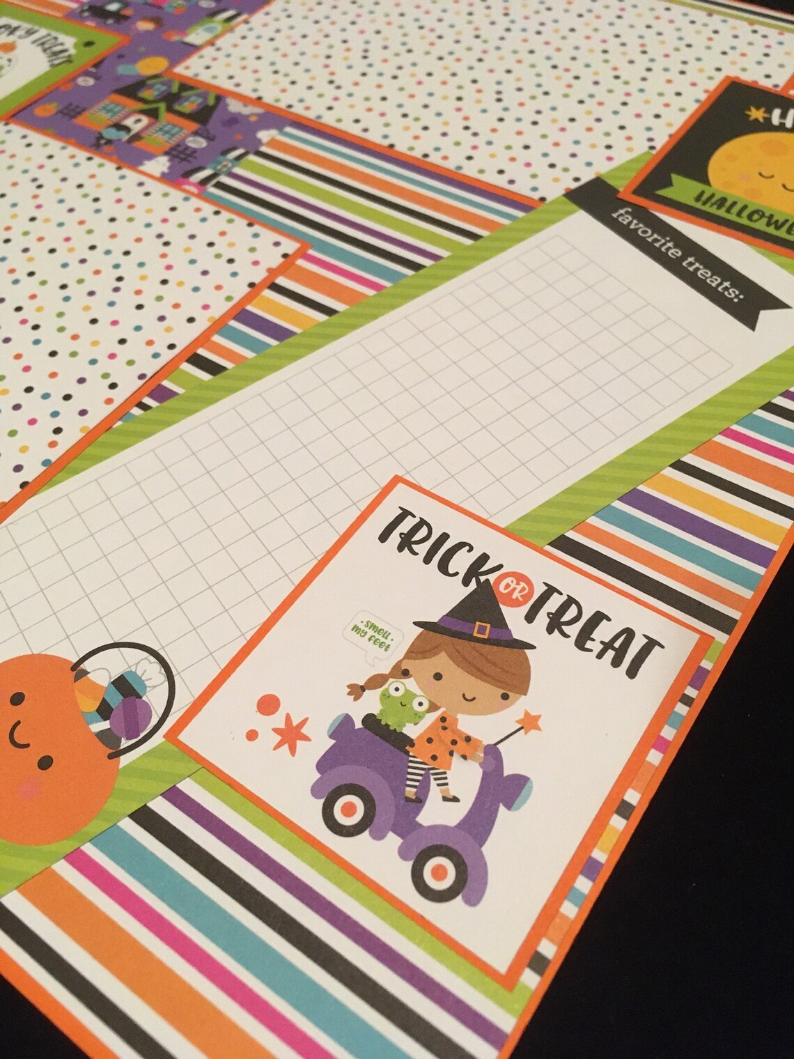 Halloween Scrapbook Album Page Premade Halloween Layout Trick Etsy