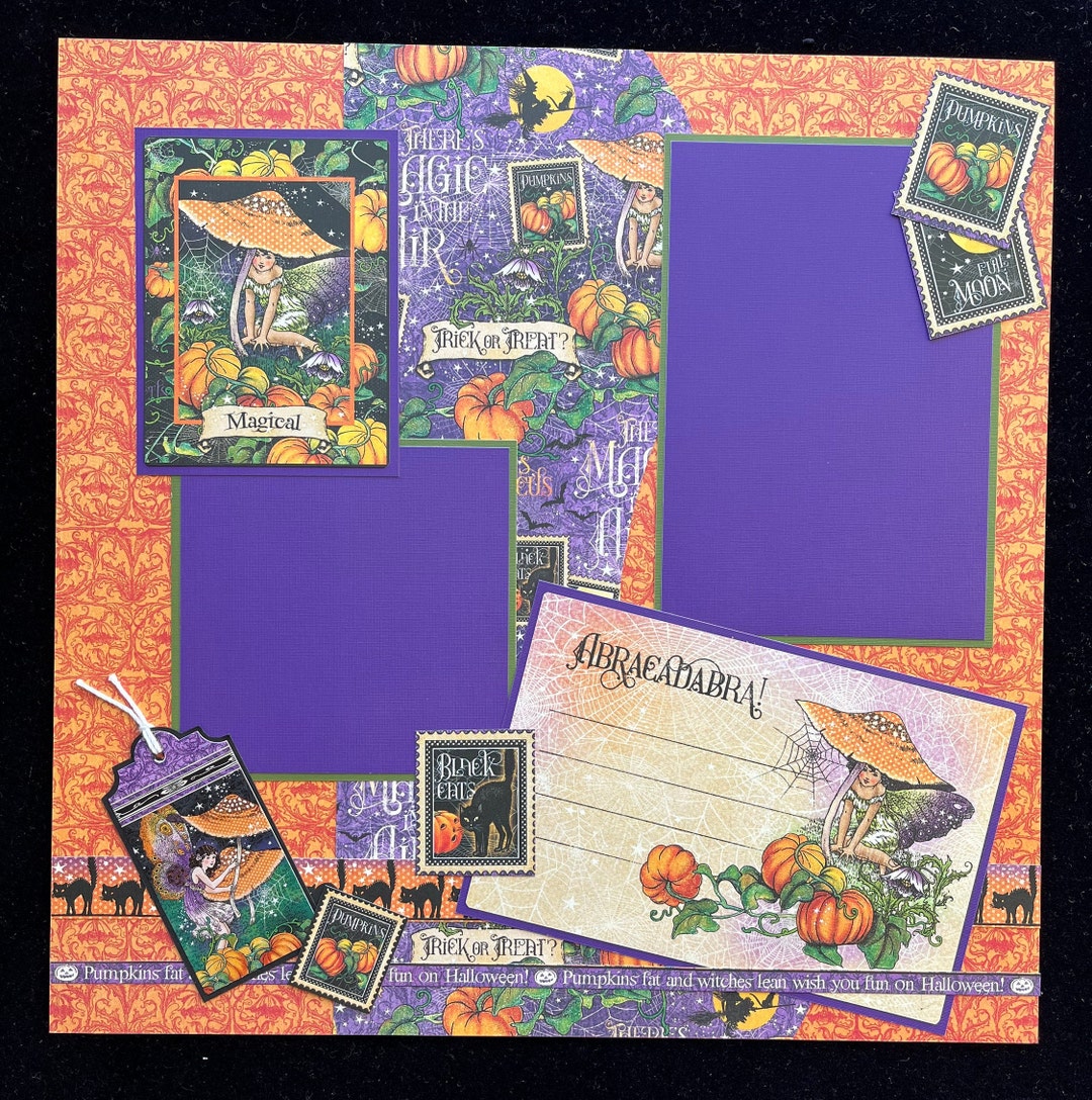 Halloween Scrapbook Album Layout Premade Halloween Layout Etsy