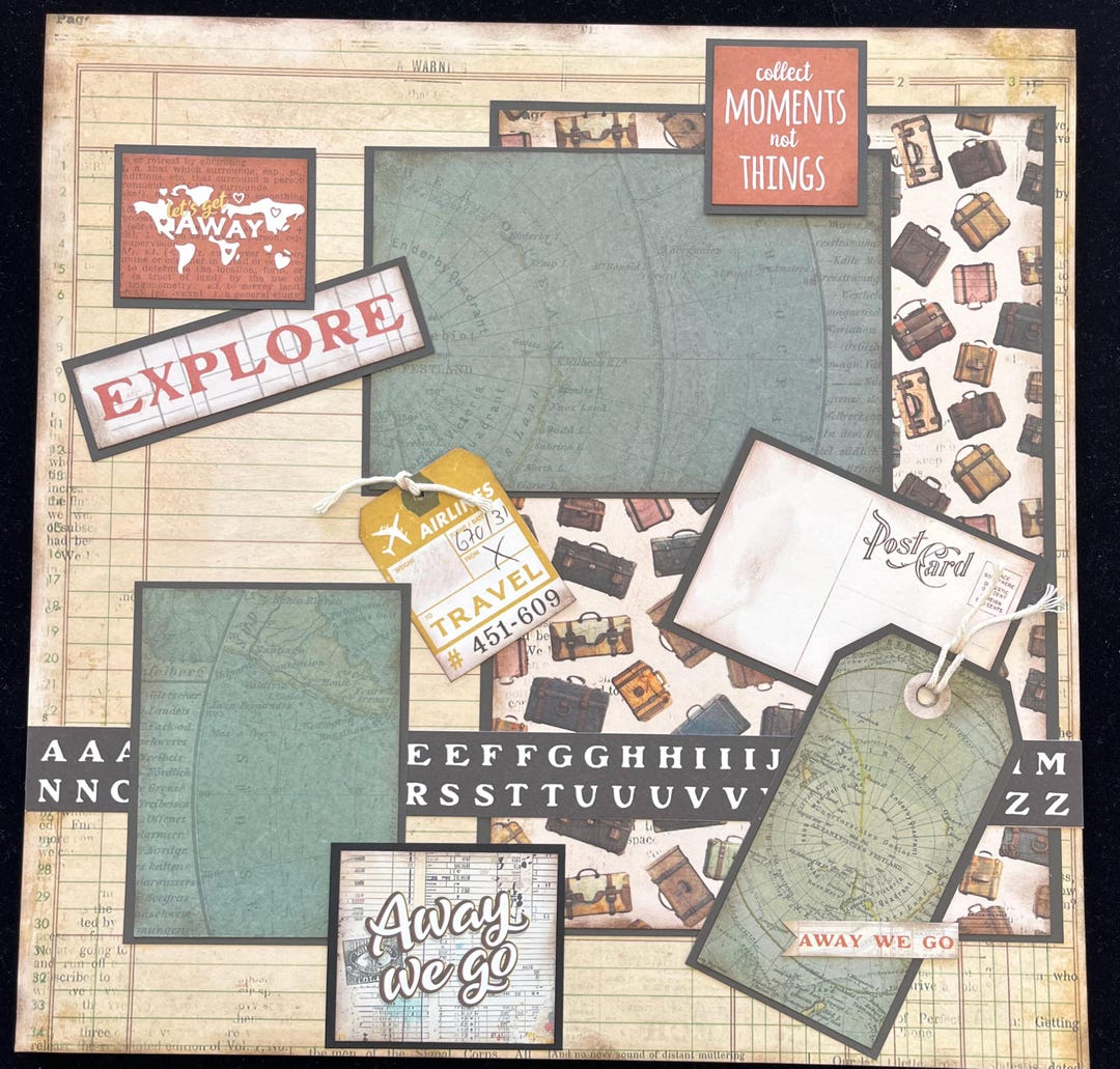 Premade Travel Scrapbook Layout, Adventure Album Page, Premade Travel ...