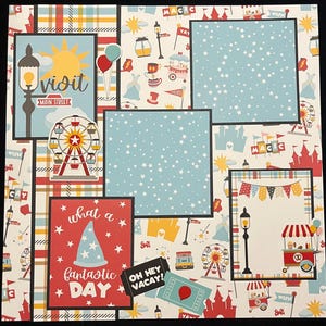 Layout de álbum de recortes pré-fabricado inspirado na Disney, layout de viagem à Disney, página de álbum de recortes de férias na Disney, Magic Kingdom