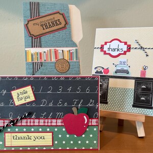 Teacher Thank You Cards, Set of 3 Blank Thank You Card, Teacher Appreciation Cards, Handmade Blank Teacher Thank You Cards, Stamped Cards