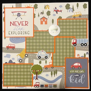 Scrapbook Album Page, Premade Layout, Toddler Boy Page, Baby Boy Scrapbook Album Layout, Airplanes