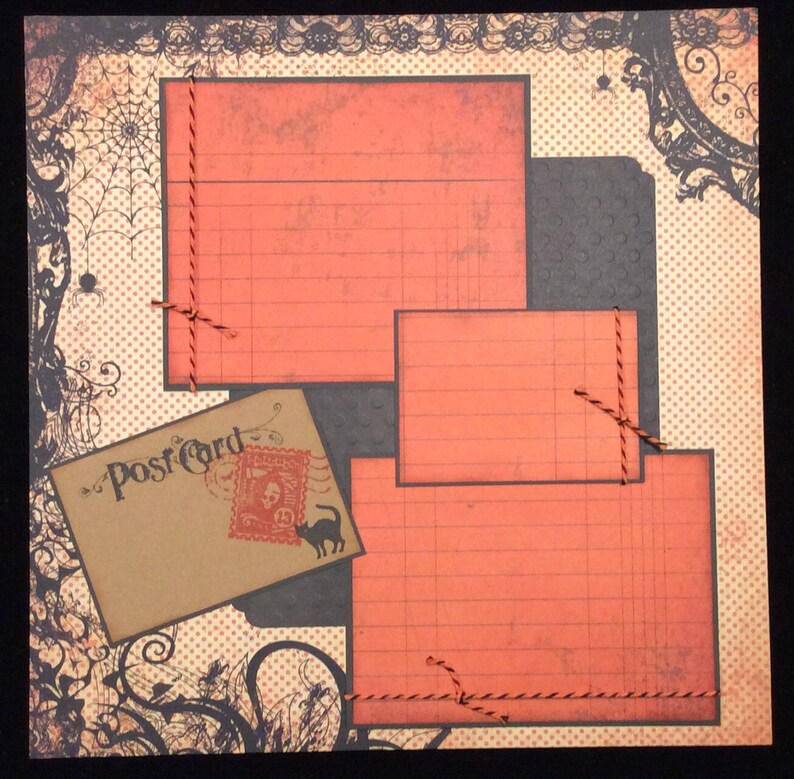 12x12 Scrapbook Page Halloween Album Page Premade Halloween Single Scrapbook Layout Page