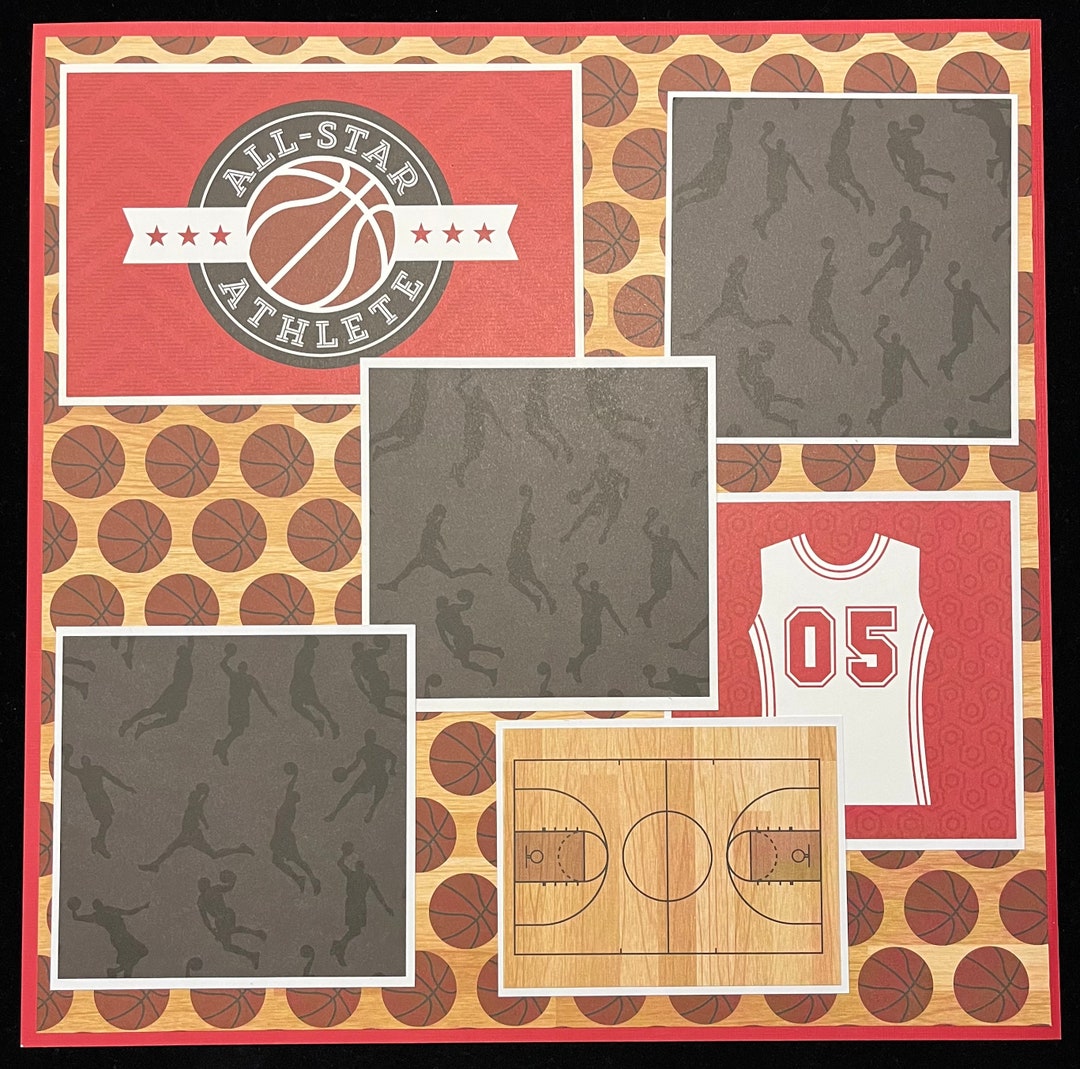 Basketball Scrapbook Album Layout, Basketball Team, Premade Album Page