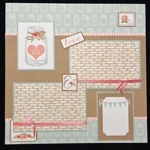 Hochzeit Scrapbook Layout, Verlobungsseite, Liebe Layout Seite, Hochzeitsalbum Seite, vorgefertigtes Scrapbook Layout, Heirats Seite