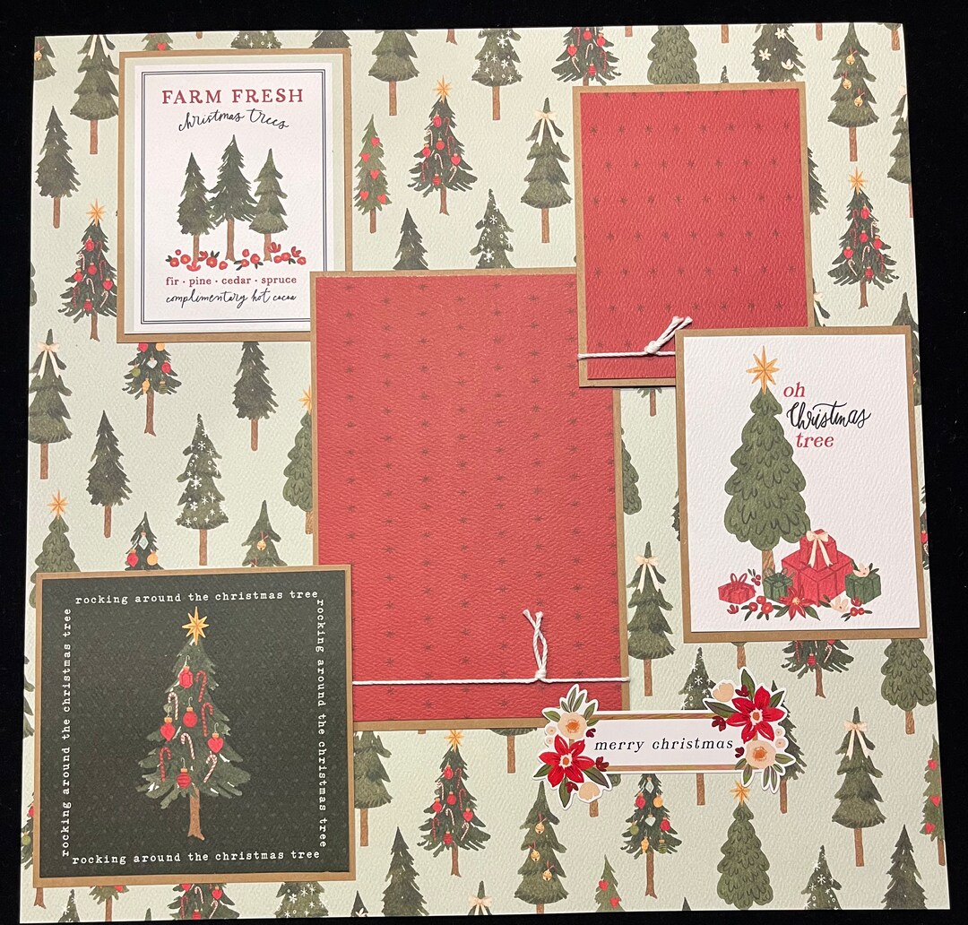 Premade Christmas Scrapbook Album Layout Page Christmas Photo Etsy