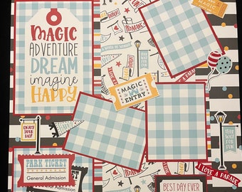 Disney Inspired Premade Scrapbook Layout, Disney Trip Layout, Disney Vacation Scrapbook Album Page