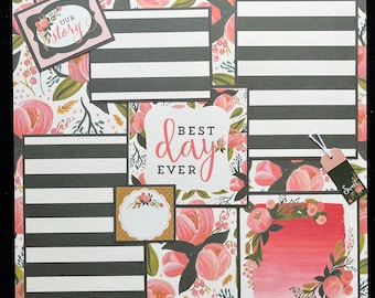 Floral Scrapbook Layout Page, Premade Page, Engagement, Mother’s Day, Scrapbook Album Page