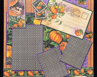 Halloween Scrapbook Album Layout, Premade Halloween Layout Page, Graphic 45 Page, Pumpkins, Fairies, Vintage Style Halloween Layout