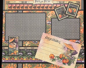 Halloween Scrapbook Album Layout, Premade Halloween Layout Page, Graphic 45 Page, Pumpkins, Vintage Style Halloween Layout, Fairies