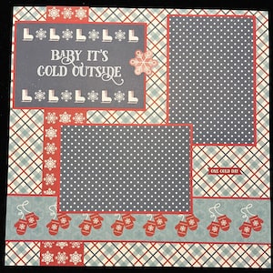 Page d&#39;album de scrapbooking d&#39;hiver, mise en page de patinage sur glace, mise en page de scrapbooking préfabriquée, hiver, jour de neige, plaisirs d&#39;hiver