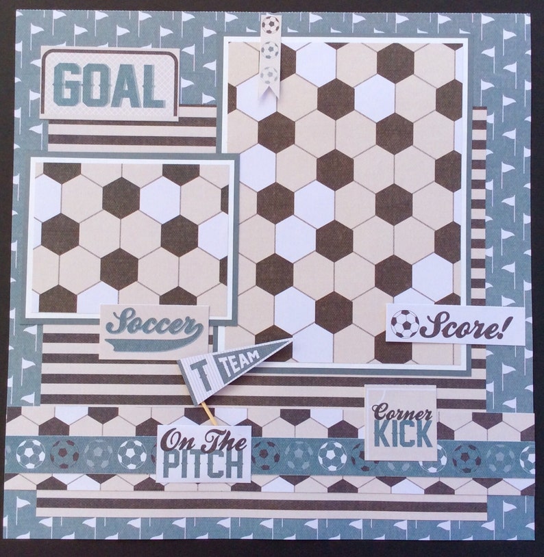 Soccer Layout Page Soccer Premade 12x12 Single Page Scrapbook Layout Soccer Player Page Soccer Scrapbook Album Page