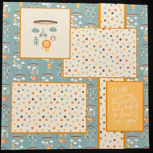 Baby Boy Scrapbook Album Page, New Baby, Premade Scrapbook Layout Page, Baby Album