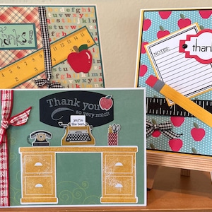Teacher Thank You Cards, Set of 3 Blank Thank You Card, Teacher Appreciation Cards, Handmade Blank Teacher Thank You Cards, Stamped Cards