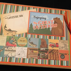 Camping Album, Mini Scrapbook Album, Premade Album, Photo Album, Camping Memories, Fishing, Hiking, Camping Trip,