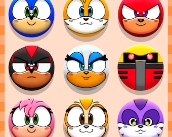 100 Sonic Character Buttons