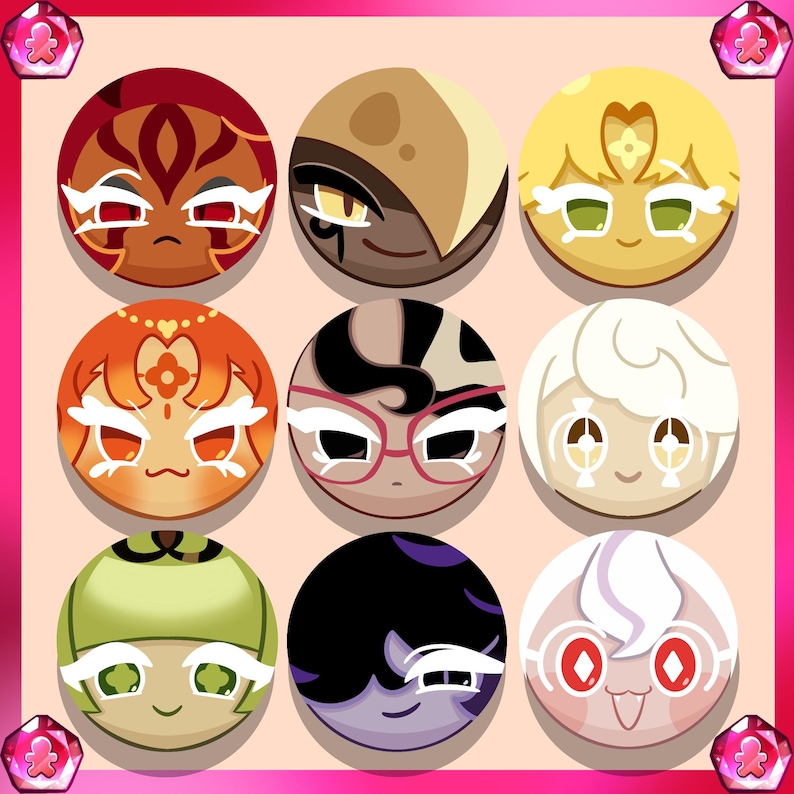 May include: Nine round colorful cartoon character icons with different facial expressions. The characters have various skin tones, hair colors, and eye colors.