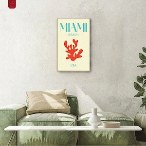 Miami Travel Print | Digital Art Download | Yellow Blue Cream Poster | Modern Minimal Poster