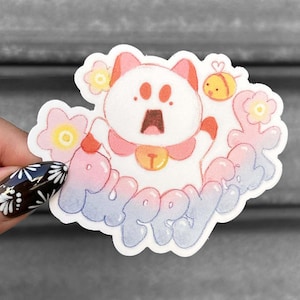 Puppycat mit Namen Schriftzug - Aufkleber - Biene und Puppycat Cartoon
