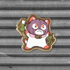 Sketchy Puppycat - Hard Enamel Gold Pin - Bad Boy with Cash