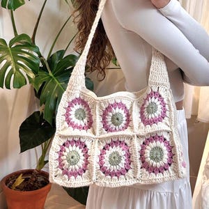 Flower Crochet Bag Pattern, Granny Square Bag Pattern, Shoulder Bag, Crochet Purse, Granny Square Bag, Beginner Level Pattern, Printable PDF