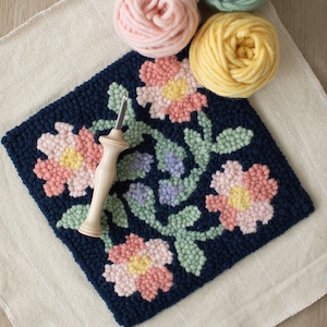Punch Needle Starter Set | Anfänger Punch Needle Kit mit Oxford Needle | Punch Needle Kit mit Garn | Alle Materialien enthalten | Blumen