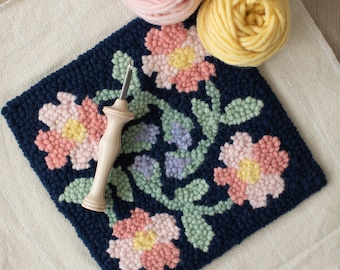 Kit de iniciación al bordado con aguja mágica / Kit para principiantes con aguja Oxford / Kit de bordado con aguja mágica e hilo / Todos los materiales incluidos / Estampado floral